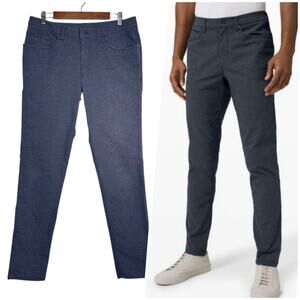 Lululemon | Men | ABC Slim Tech Heather Deep Navy Canvas Travel Pants | Size 33